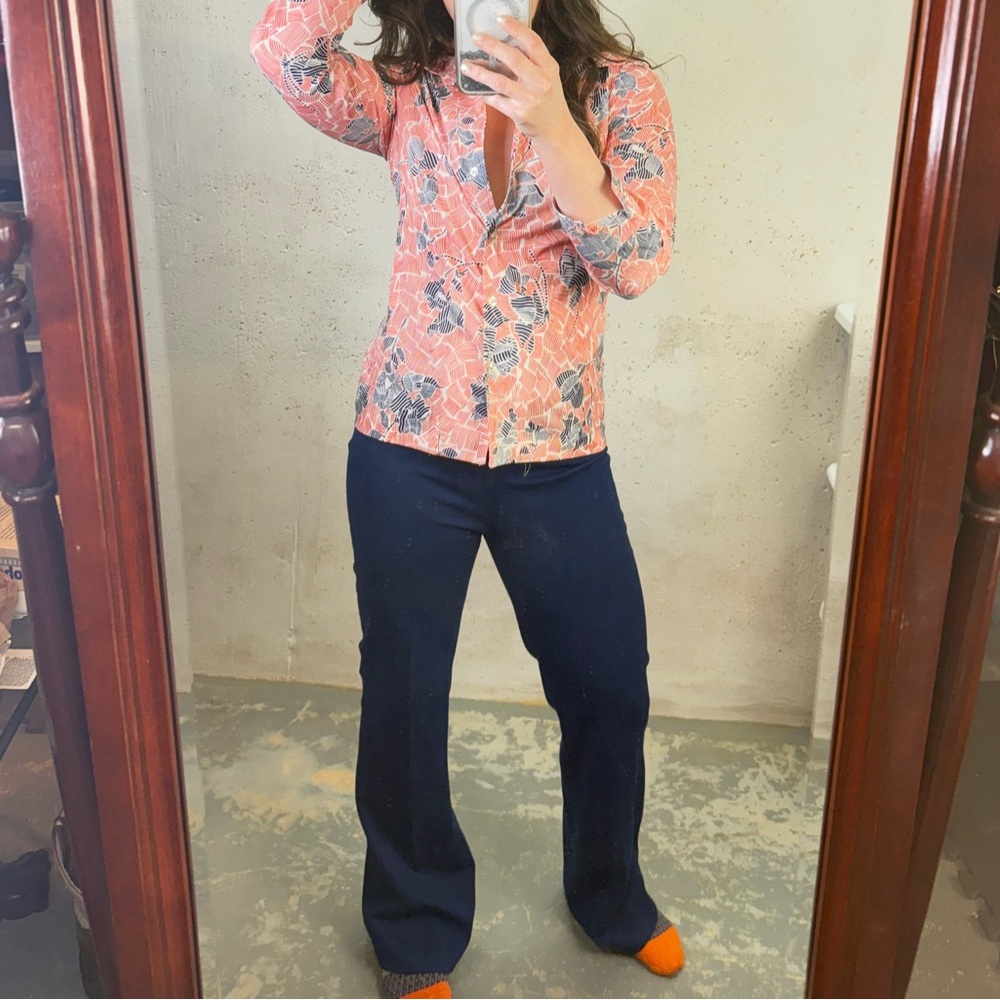 Vintage 1970s Two Piece Leisure Set By Legends Orange and Navy Blue Size Medium - Picture 4 of 13